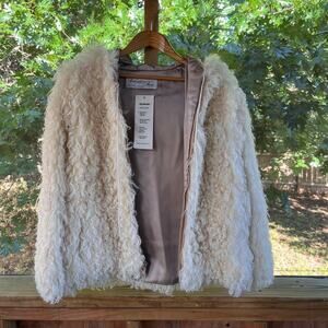Valentine Furs Women's Vintage Mongolian Lamb Fur Hooded Jacket Size M